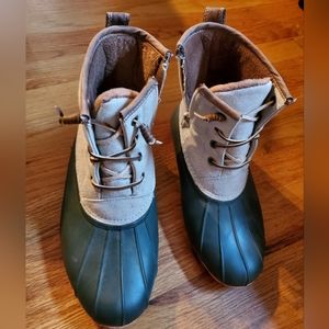 3M Thinsulate Serra Green with Tan Canvas Winter Rain Duck Rubber Boots